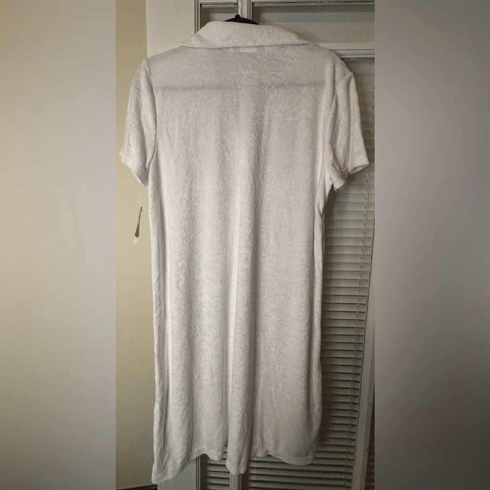 White Terrycloth  SwimSuit Cover Up-Available in Large & Medium